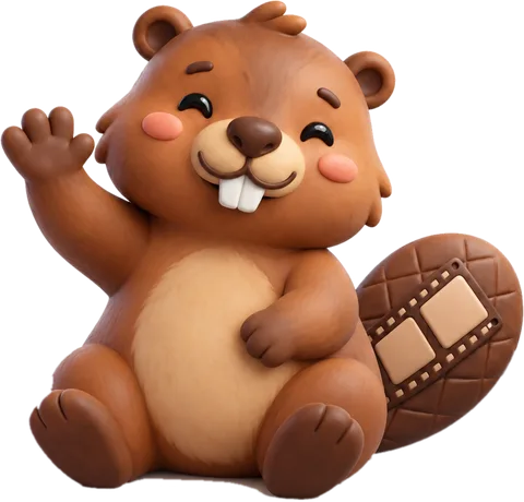 Das Biber-Maskottchen von Beavery winkt